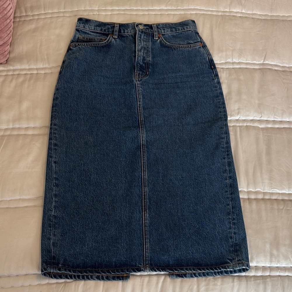 Reformation Denim Midi Skirt - Blue
